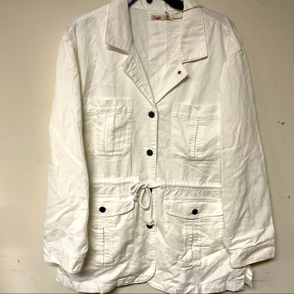 *NEW* Faherty NEW Larkspur Utility Jacket White Linen Blend Cargo Safari - Picture 4 of 10